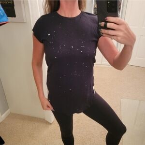 Koral Sintex Tunic T-shirt Black Distressed Size XS NWT